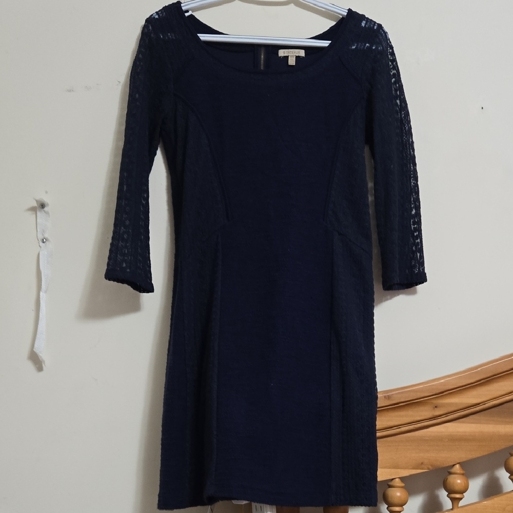 Anthropologie Blue Sheath Dress with Bateau Neckline